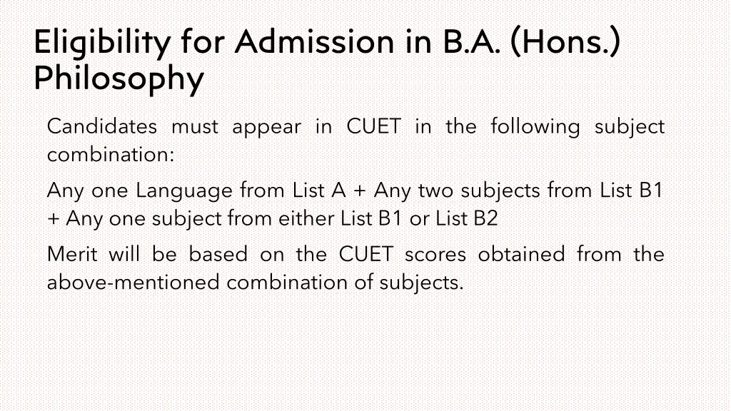 eligibility for admission in b a hons philosophy