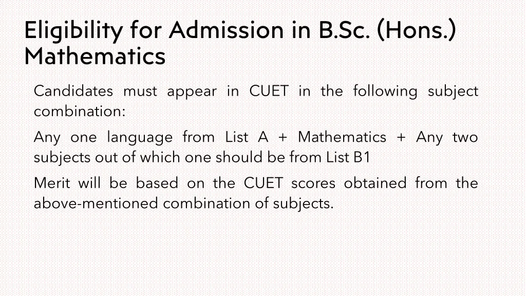 eligibility for admission in b sc hons mathematics