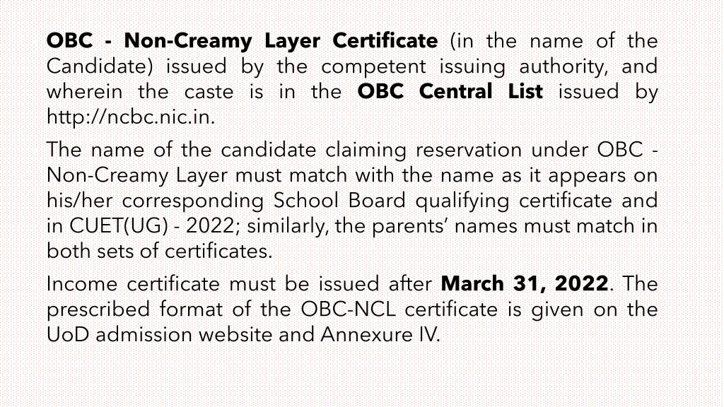 obc non creamy layer certificate in the name