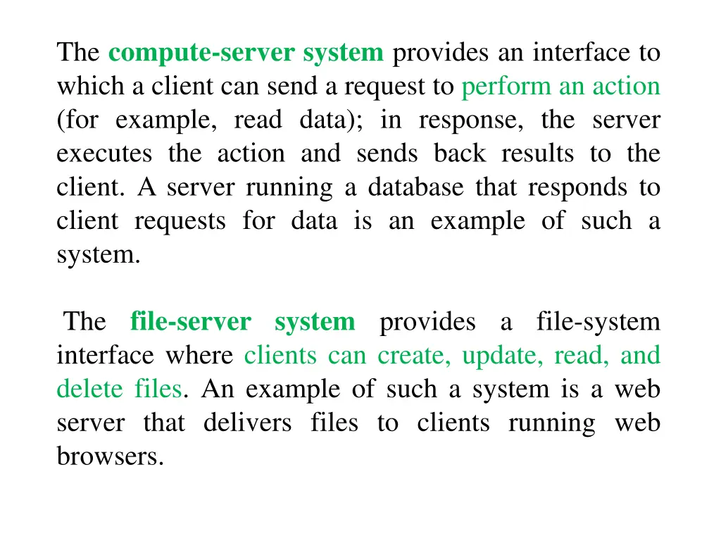 the compute server system provides an interface