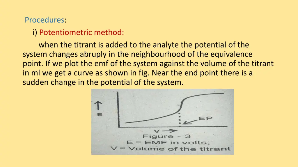 procedures i potentiometric method when