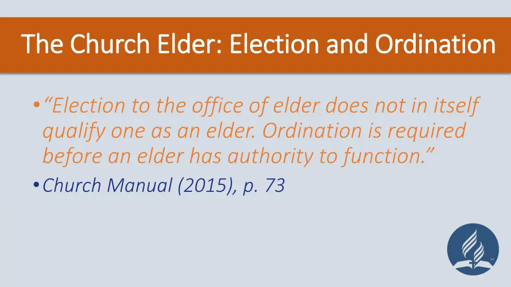 the church elder election and ordination