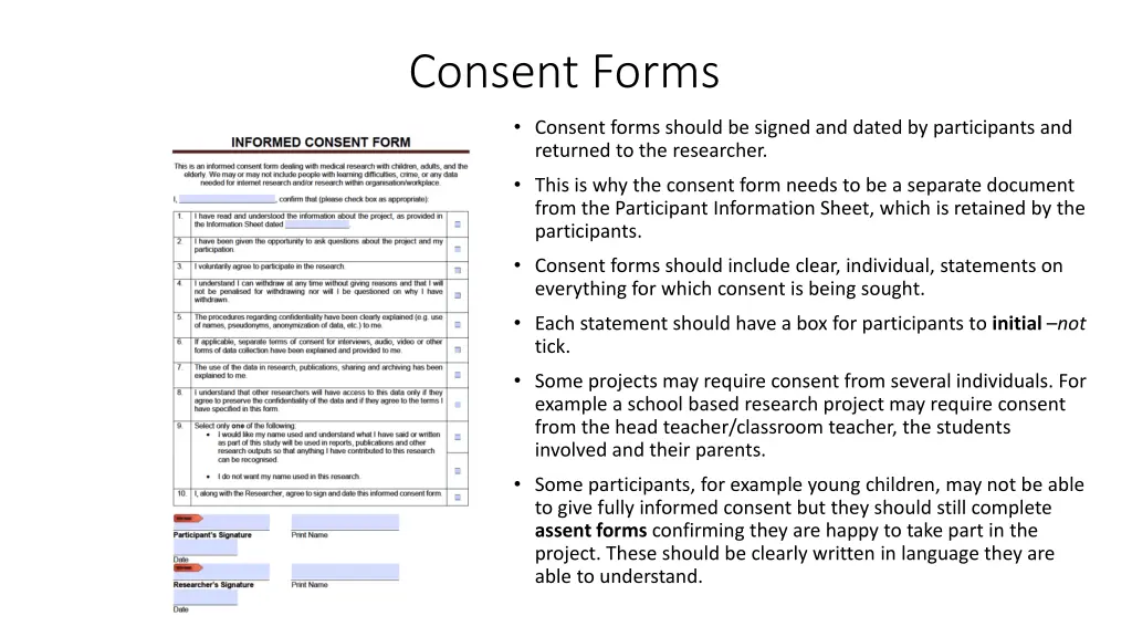 consent forms