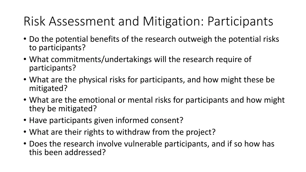 risk assessment and mitigation participants