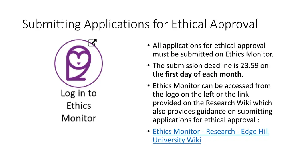 submitting applications for ethical approval