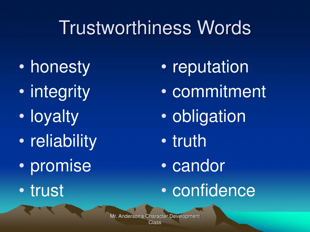 trustworthiness words