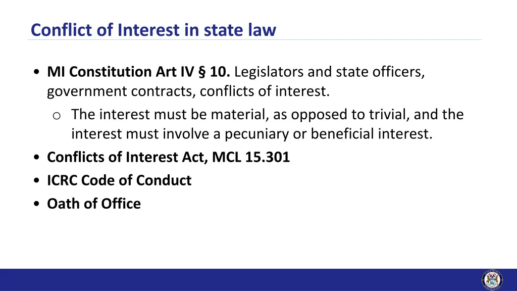 conflict of interest in state law