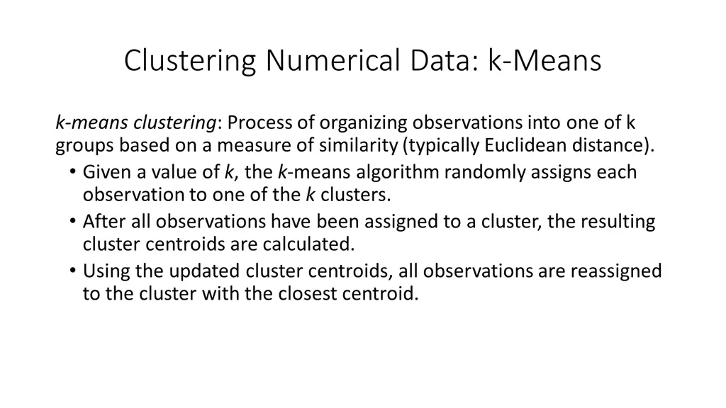 clustering numerical data k means