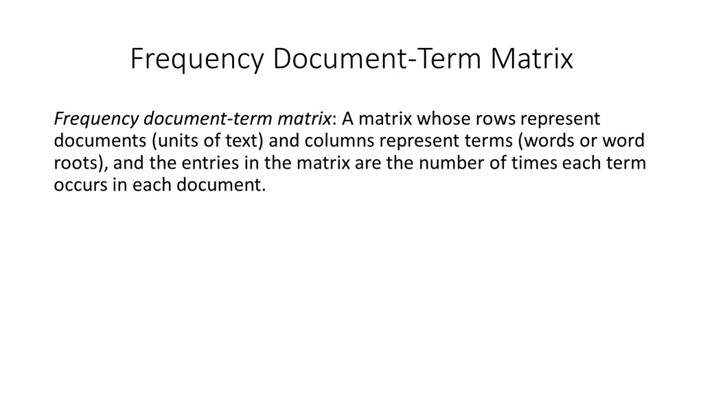 frequency document term matrix example