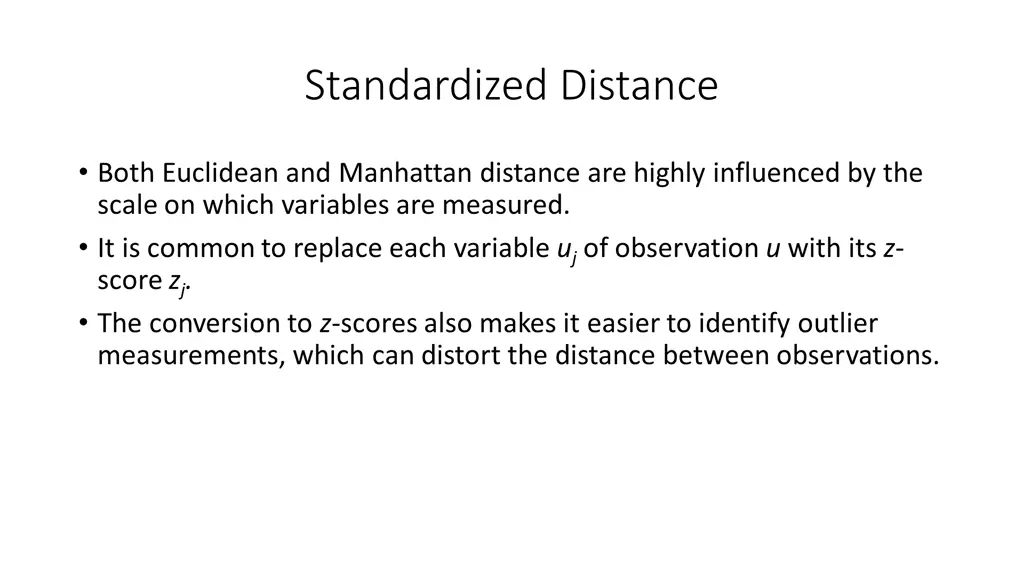 standardized distance