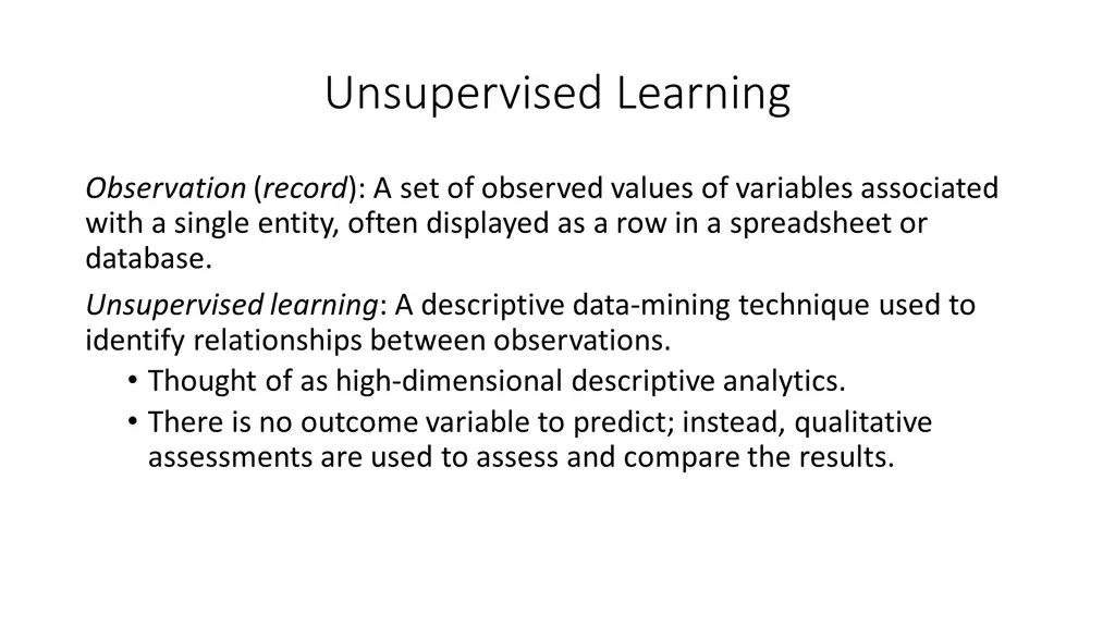 unsupervised learning