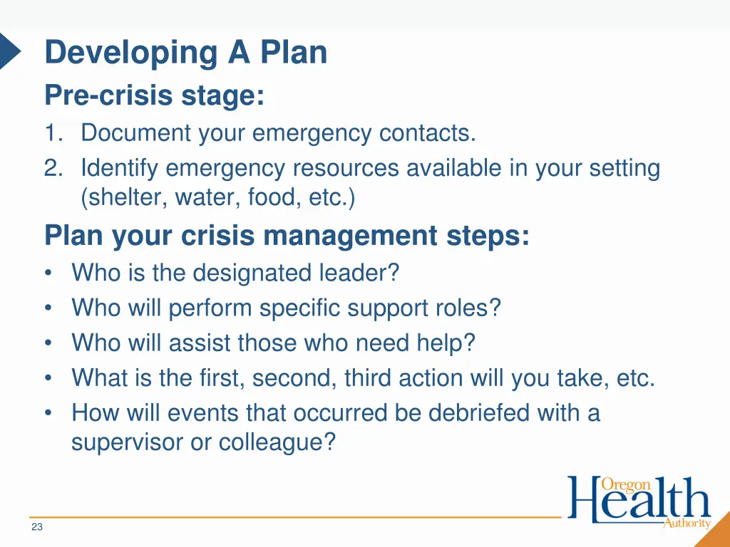 developing a plan pre crisis stage 1 document