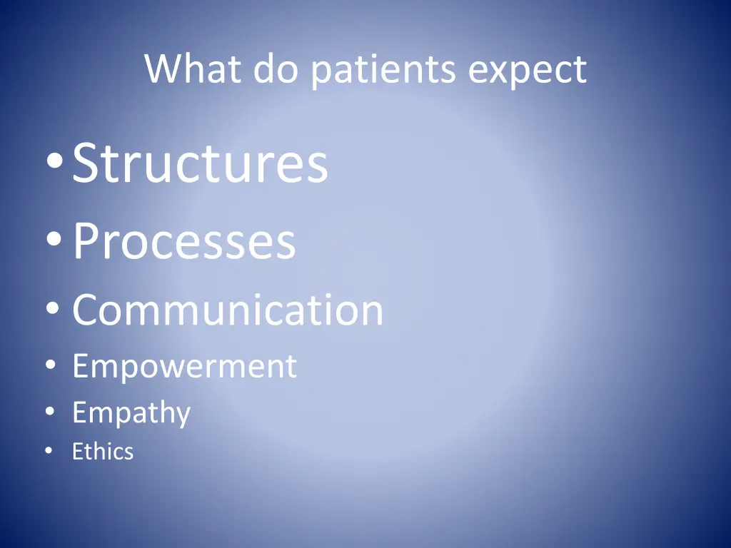 what do patients expect