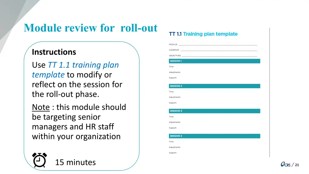 module review for roll out