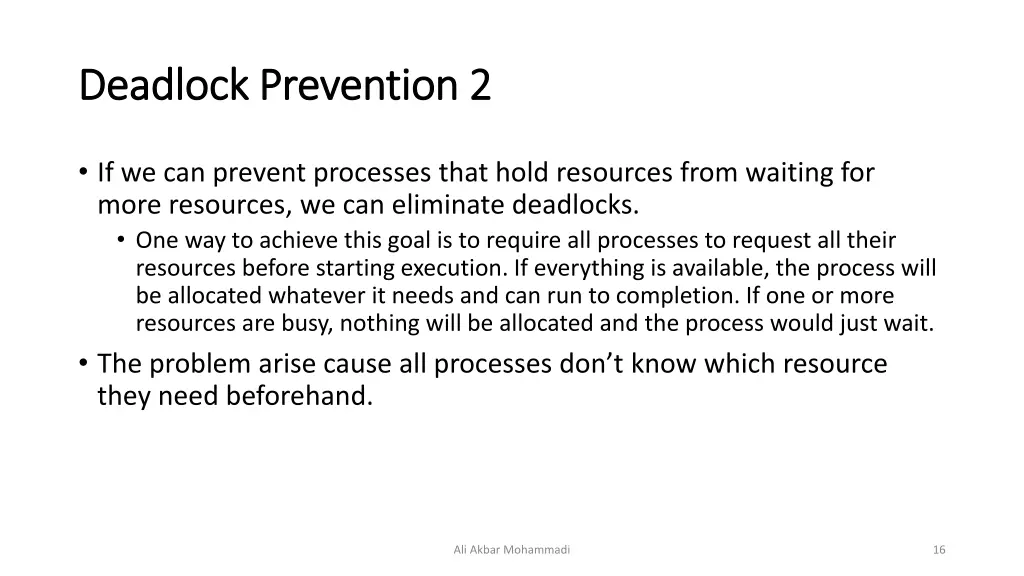 deadlock prevention 2 deadlock prevention 2