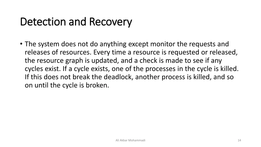 detection and recovery detection and recovery