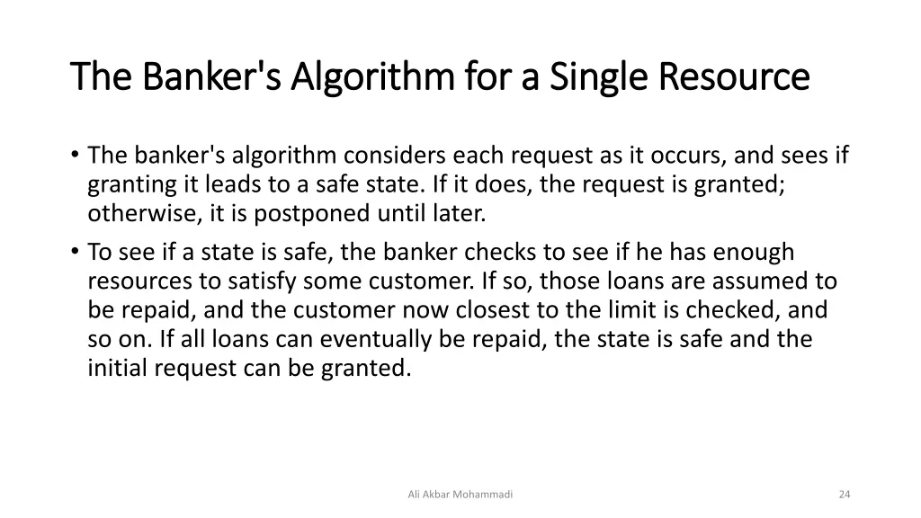 the banker s algorithm for a single resource 1