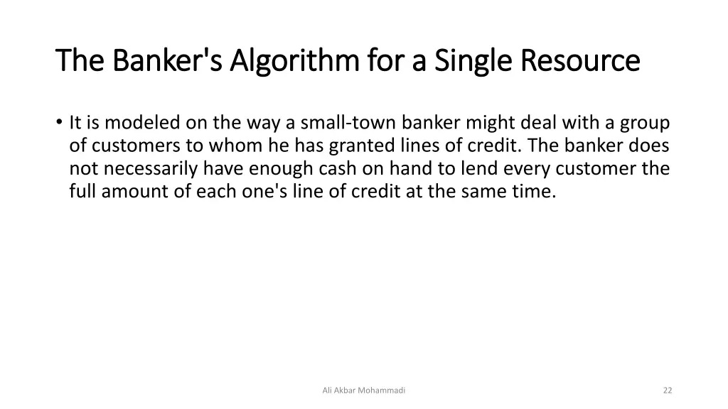 the banker s algorithm for a single resource