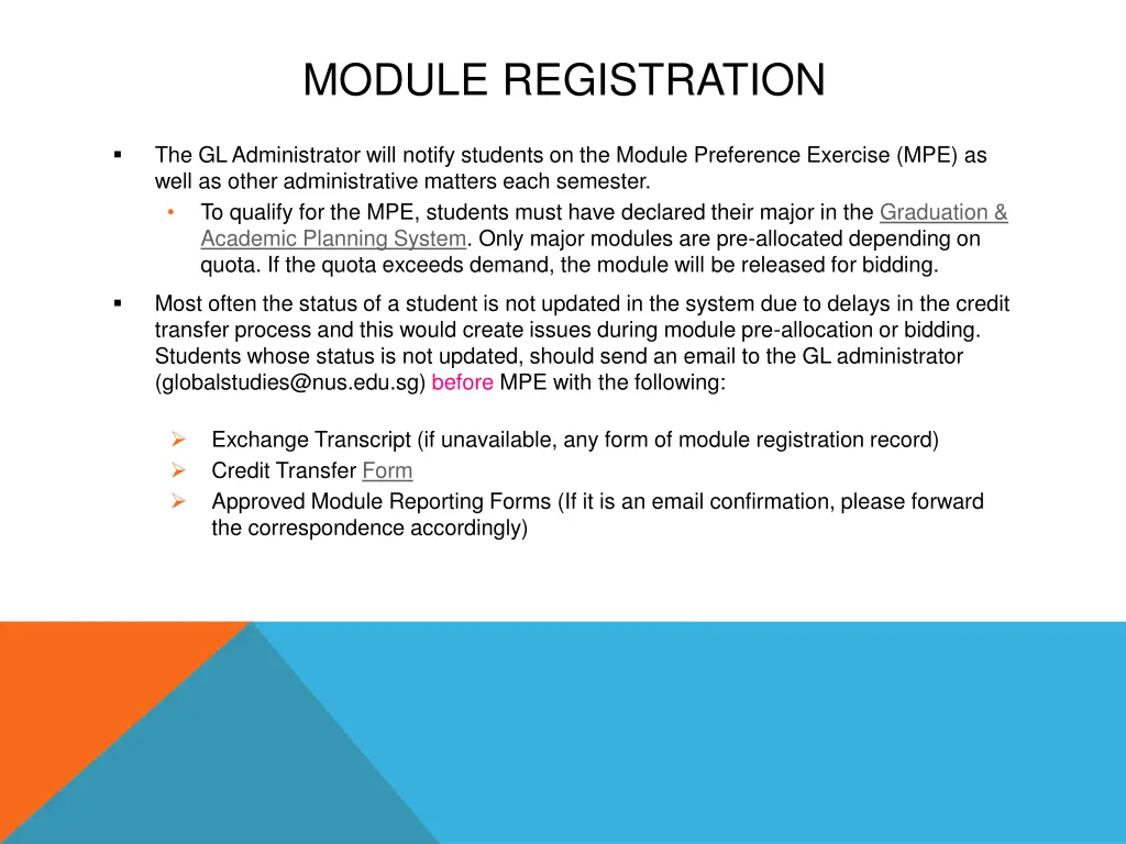 module registration