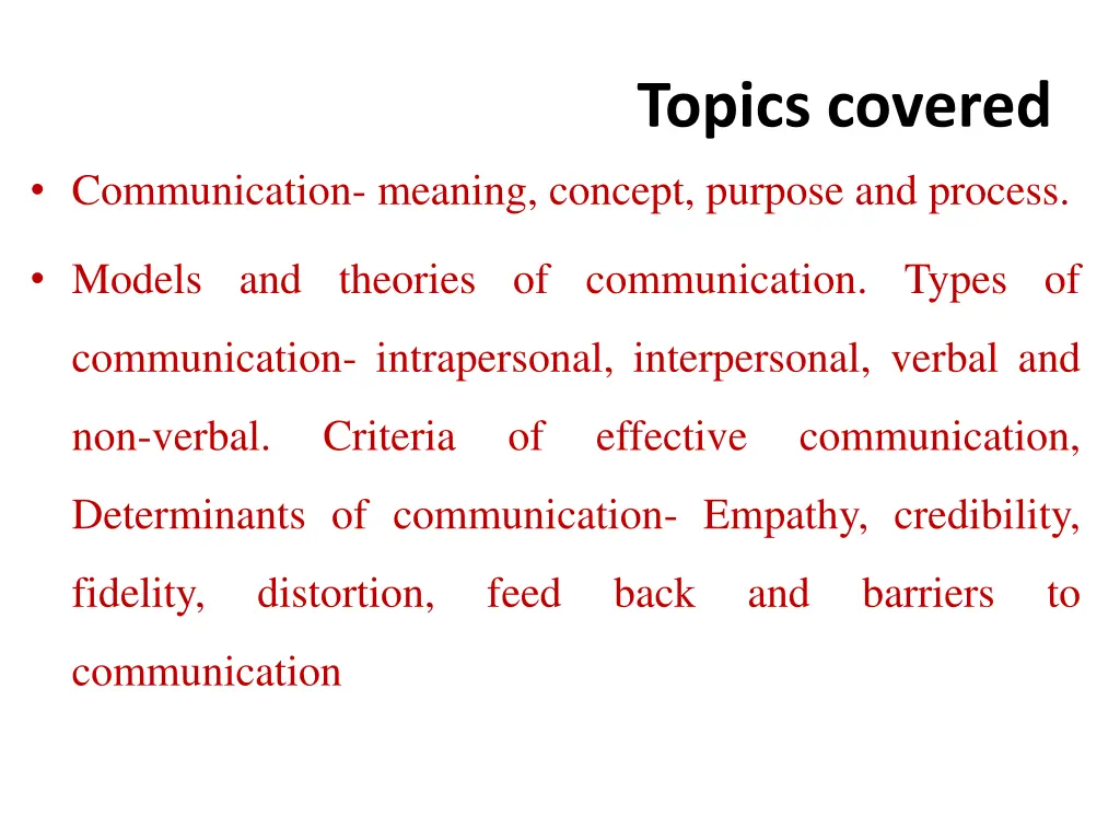 topics covered