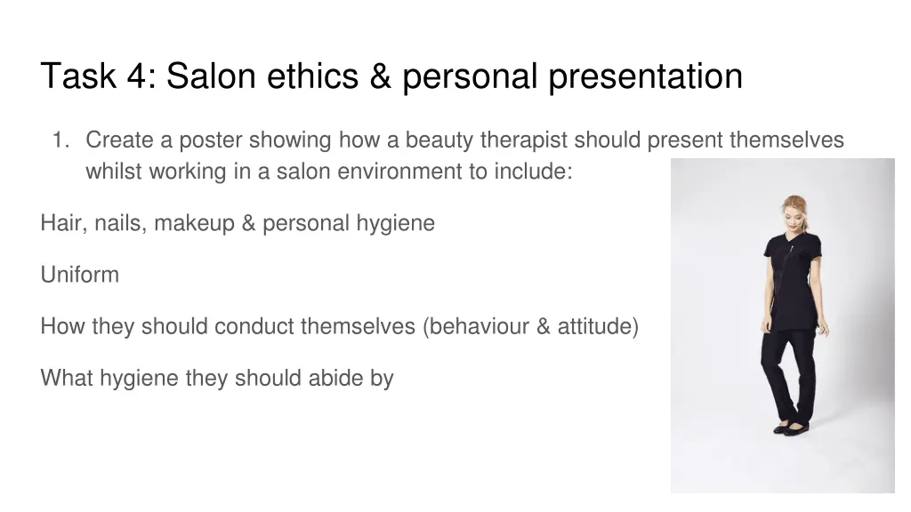 task 4 salon ethics personal presentation