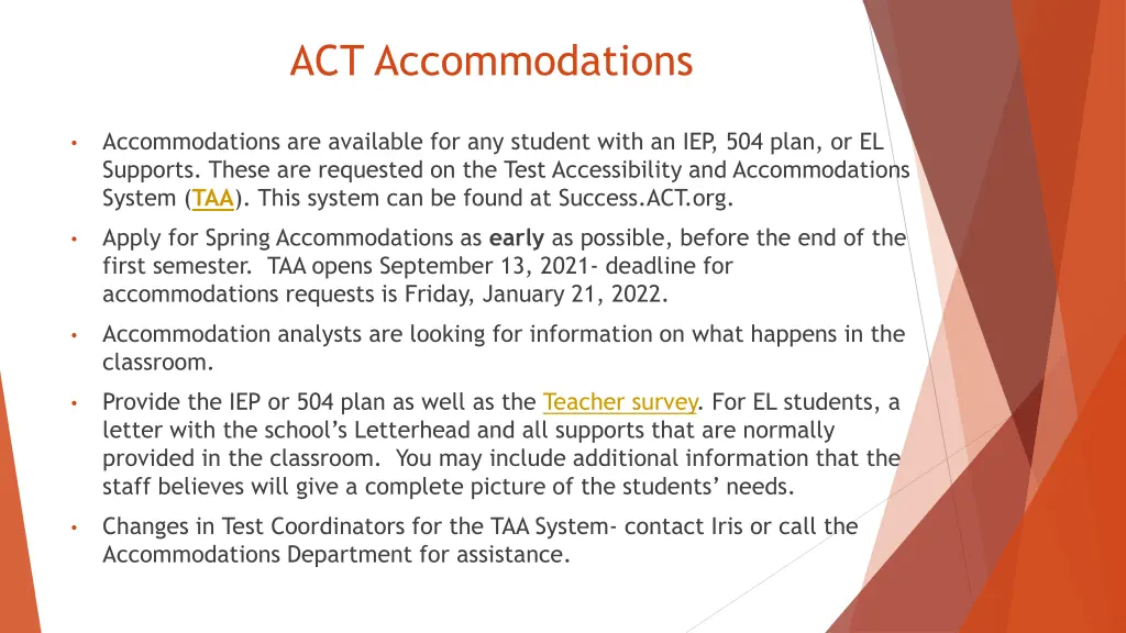 act accommodations