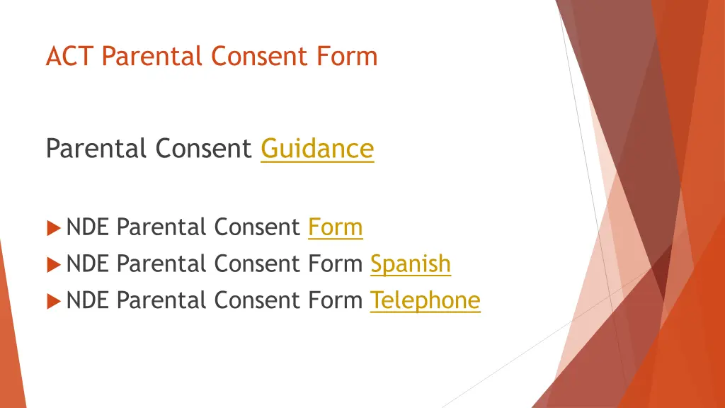 act parental consent form