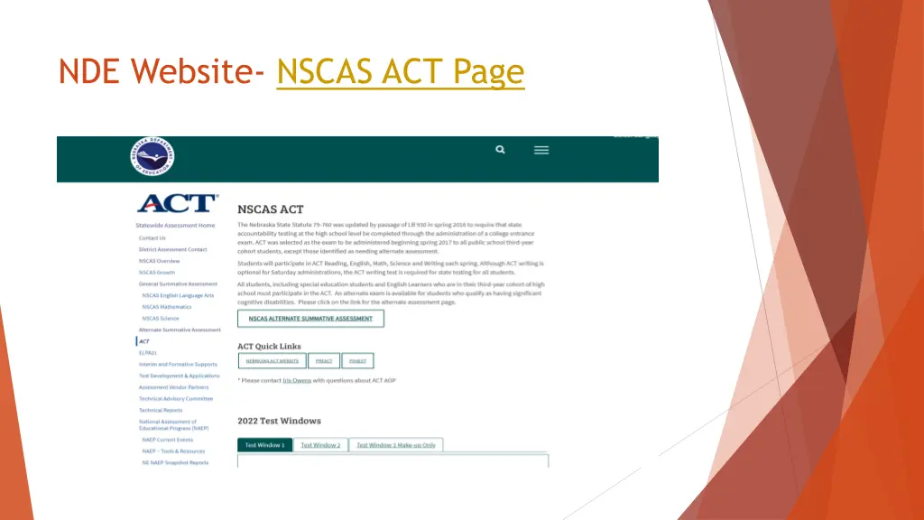 nde website nscas act page