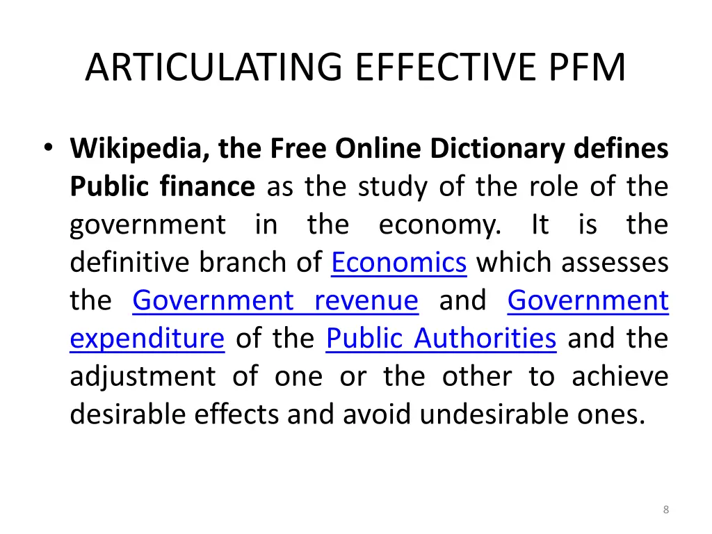 articulating effective pfm