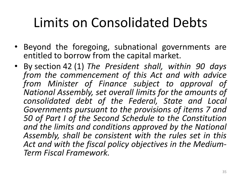 limits on consolidated debts