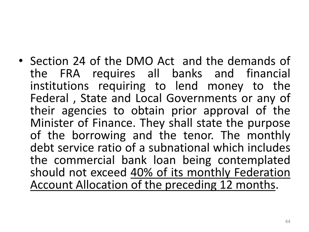 section 24 of the dmo act and the demands