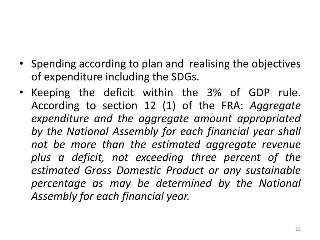 spending according to plan and realising