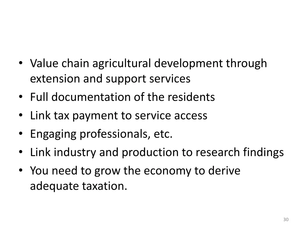 value chain agricultural development through