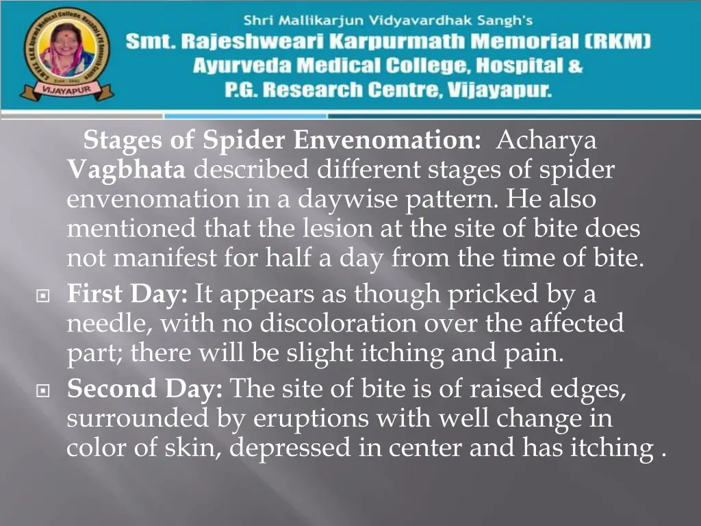 stages of spider envenomation acharya vagbhata