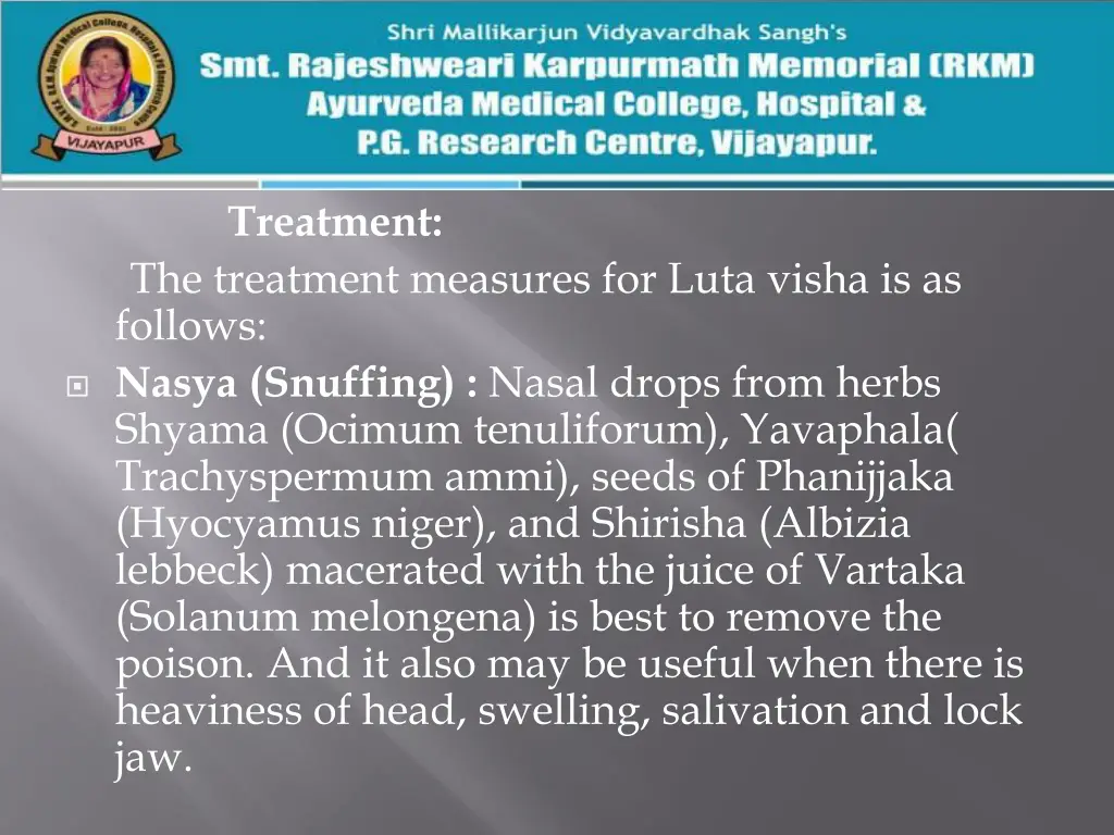 treatment the treatment measures for luta visha