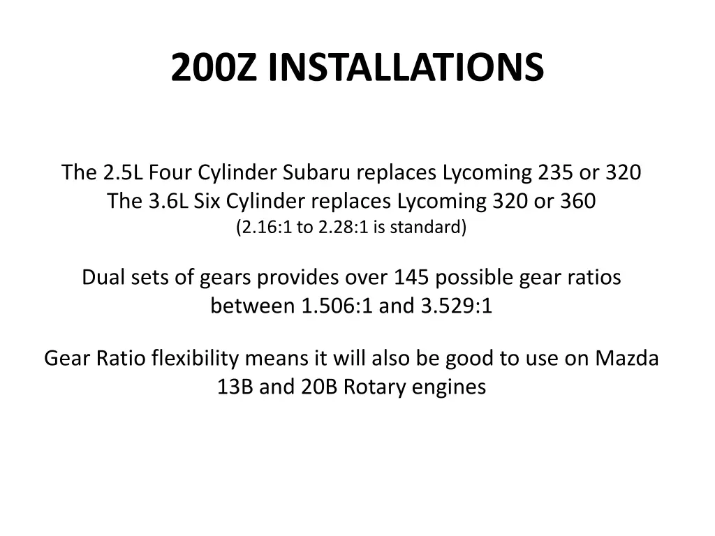 200z installations