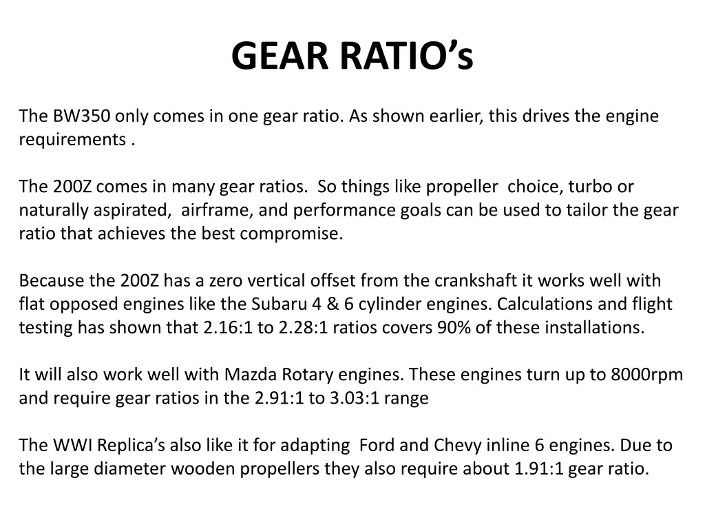 gear ratio s