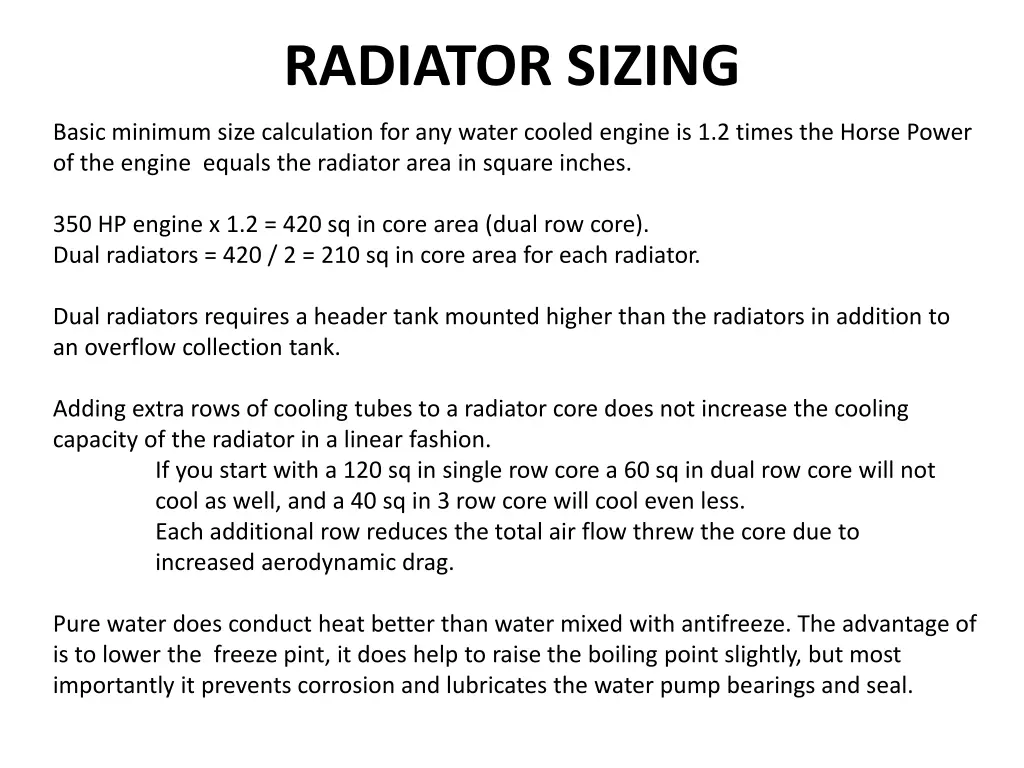 radiator sizing