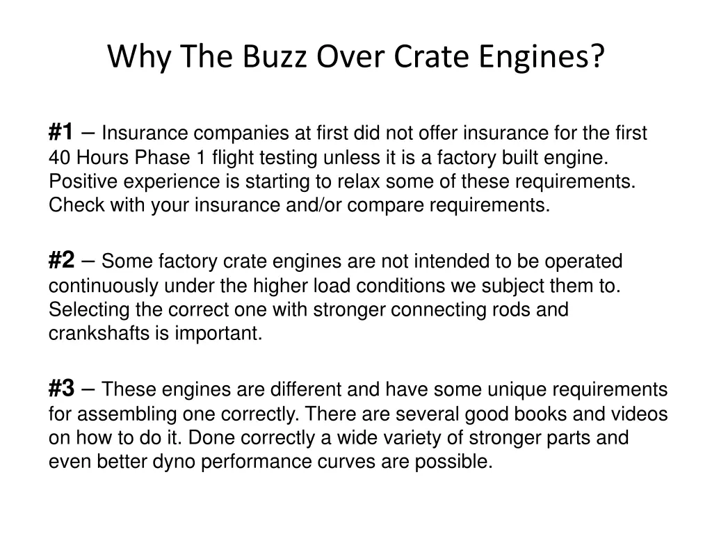 why the buzz over crate engines