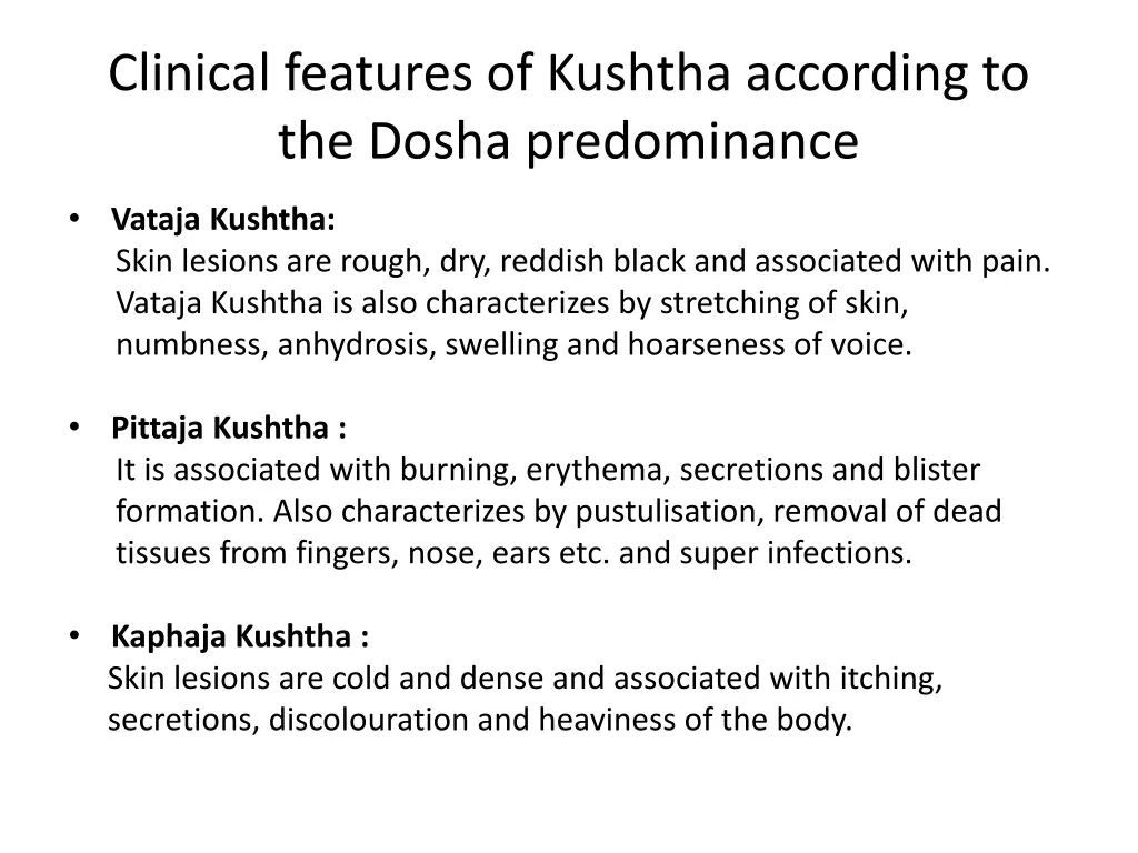 clinical features of kushtha according