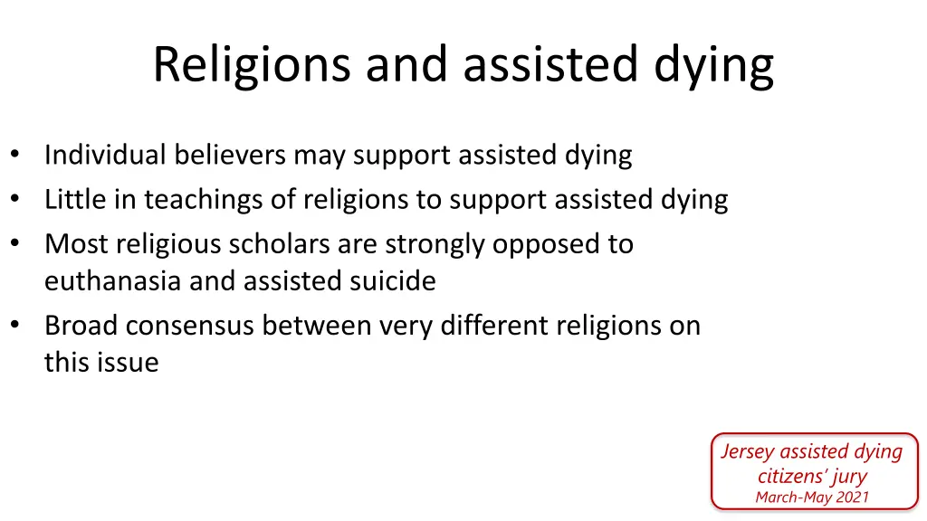 religions and assisted dying