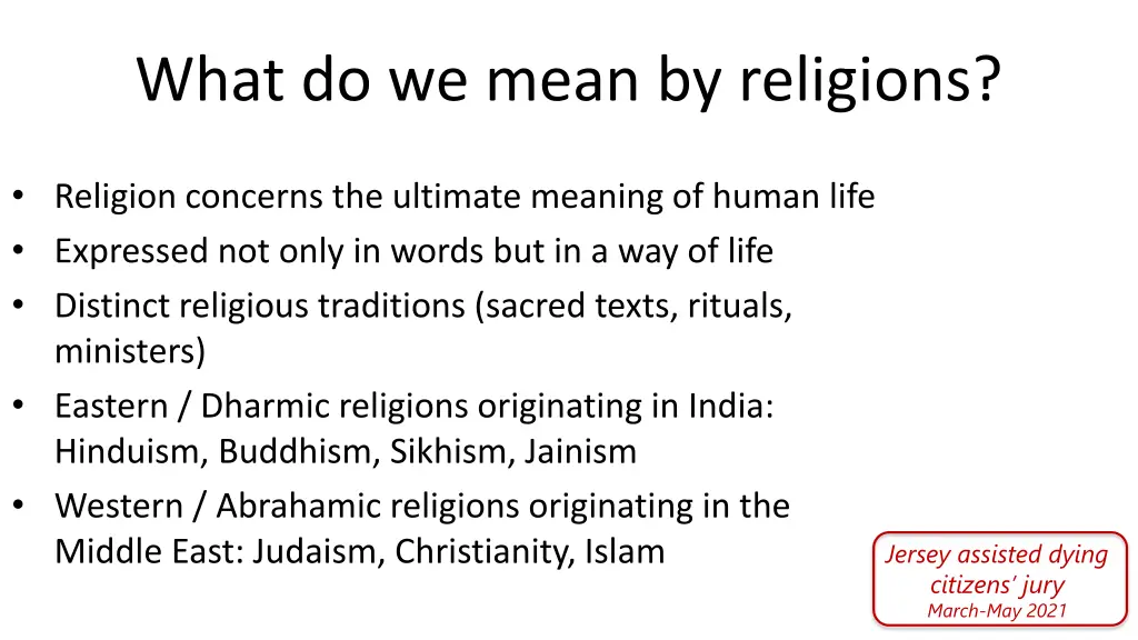 what do we mean by religions