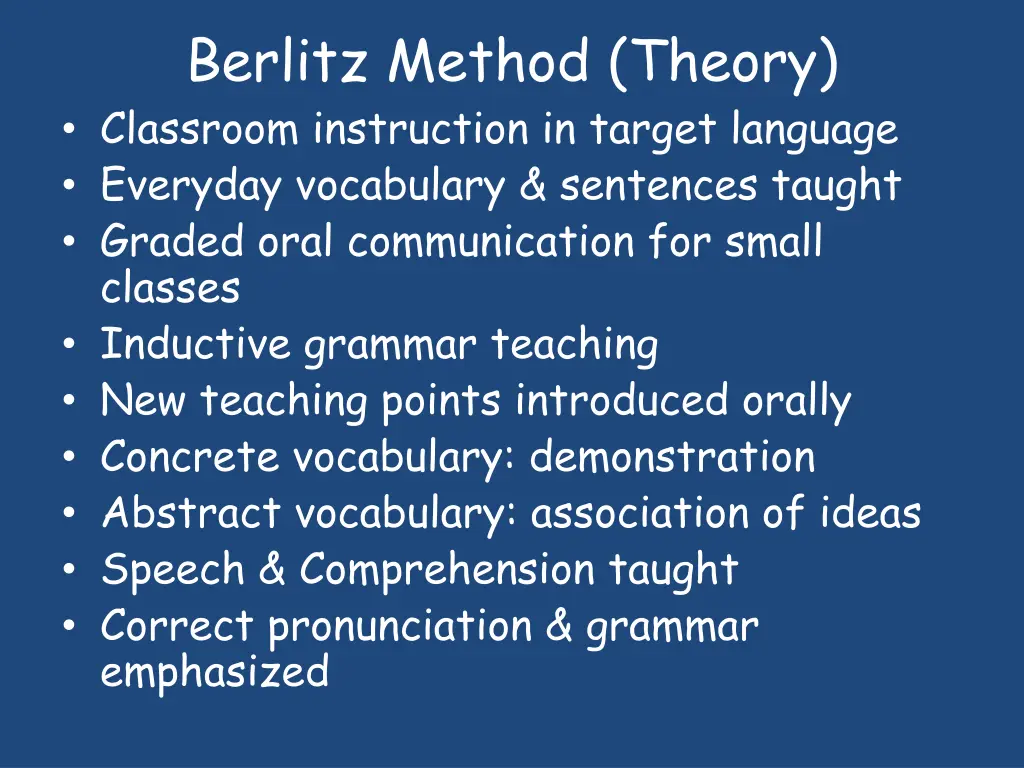 berlitz method theory classroom instruction