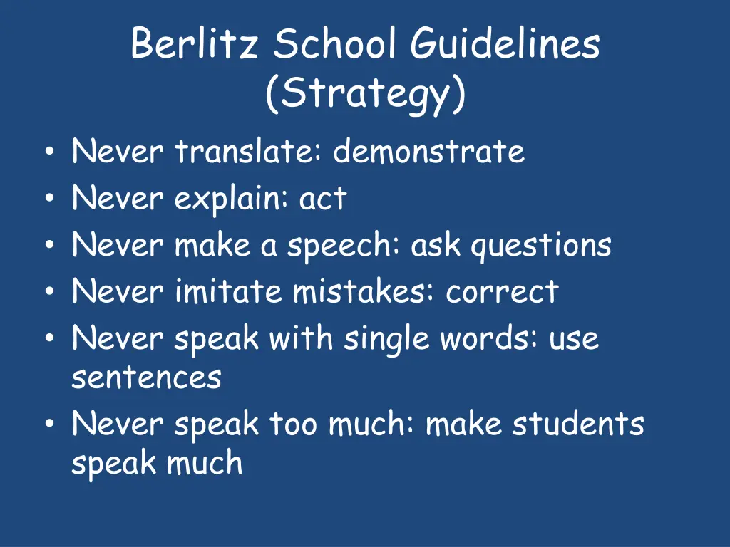 berlitz school guidelines strategy never