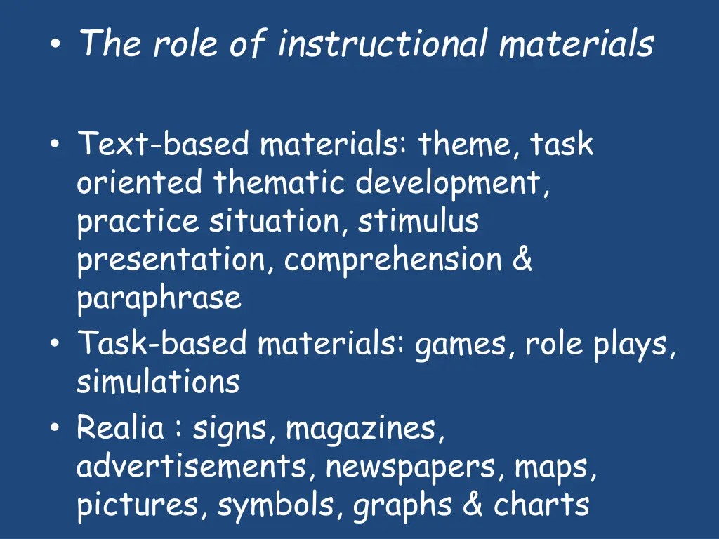 the role of instructional materials