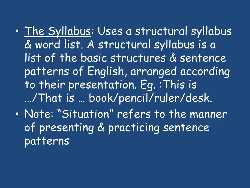 the syllabus uses a structural syllabus word list