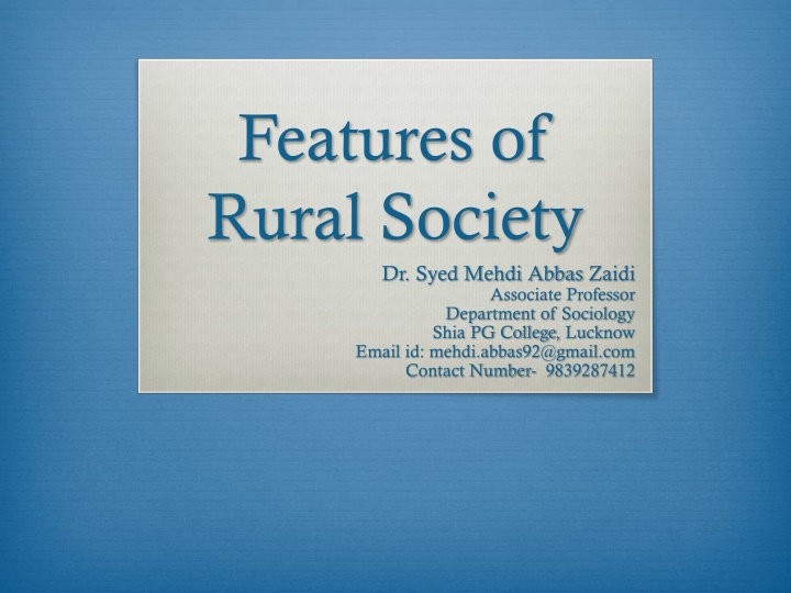 features of rural society dr syed mehdi abbas