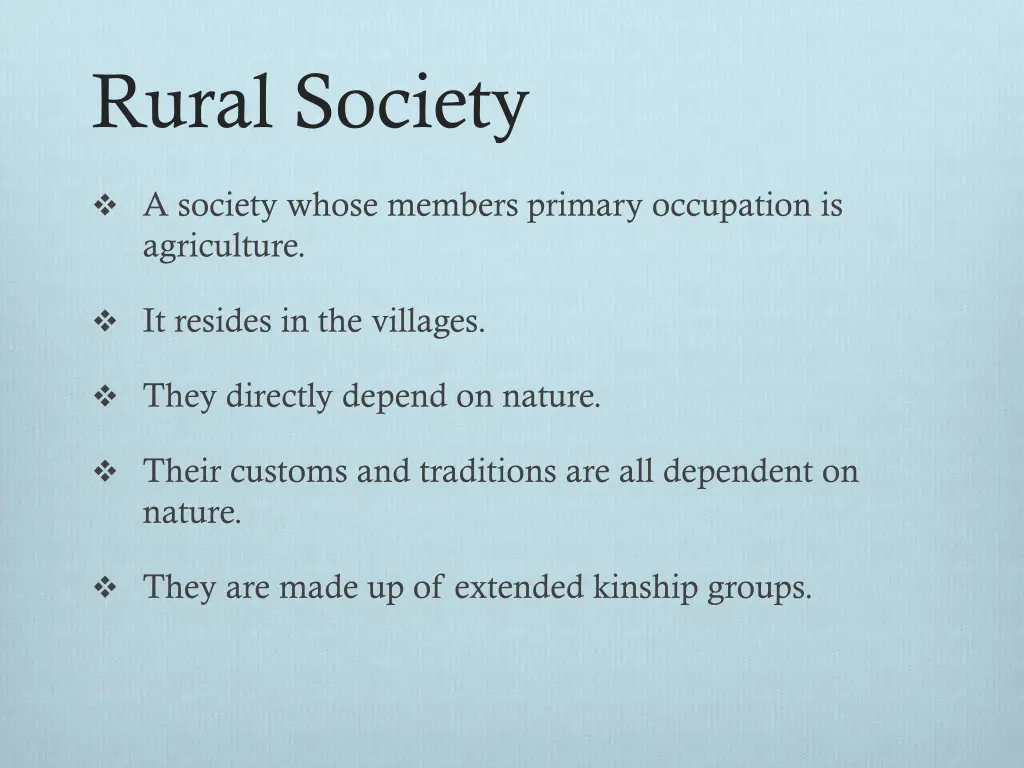 rural society