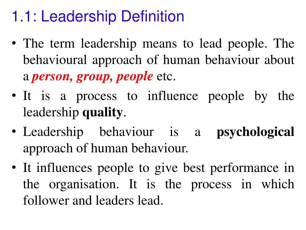 1 1 leadership definition