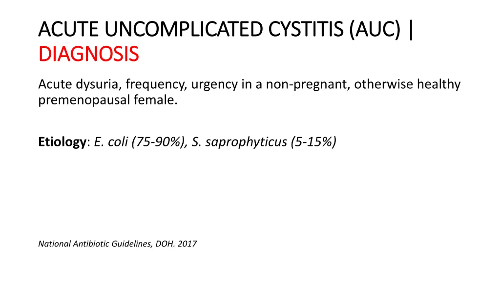 acute uncomplicated cystitis auc acute